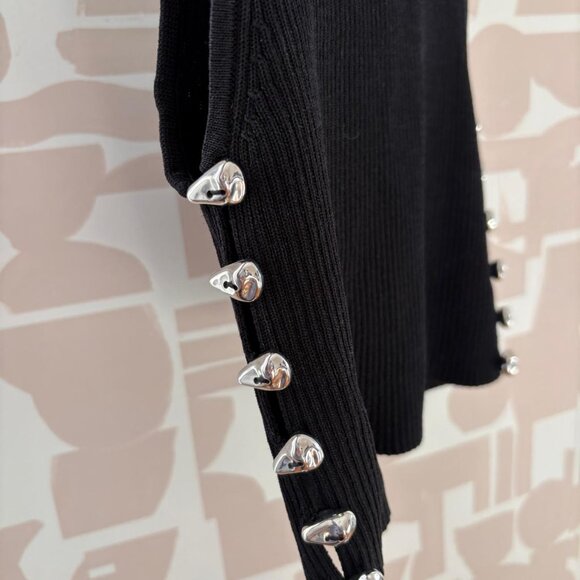 Ribbed Zara Tank with Peek Sides and Metal Button Detail (NWOT, Small) - Picture 2 of 4